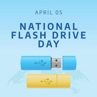 National Flash Drive Day vector design template good for celebration usage. flash drive design illustration. flat design. eps 10.