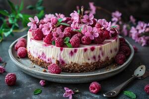 AI generated ultimate creamy cheesecake professional advertising food photography photo