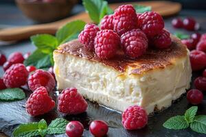 AI generated ultimate creamy cheesecake professional advertising food photography photo