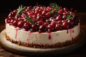 AI generated ultimate creamy cheesecake professional advertising food photography photo