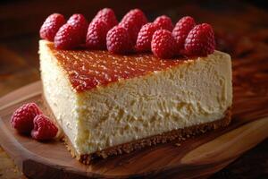 AI generated ultimate creamy cheesecake professional advertising food photography photo