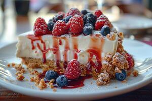 AI generated ultimate creamy cheesecake professional advertising food photography photo