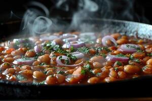 AI generated pozole mexican food in the kitchen table professional advertising food photography photo