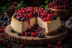 AI generated ultimate creamy cheesecake professional advertising food photography photo