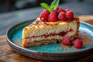 AI generated ultimate creamy cheesecake professional advertising food photography photo