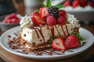 AI generated ultimate creamy cheesecake professional advertising food photography photo