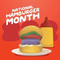 National Hamburger Month vector design template good for celebration usage. hamburger vector illustration. flat design. vector eps 10.