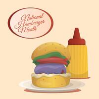 National Hamburger Month vector design template good for celebration usage. hamburger vector illustration. flat design. vector eps 10.