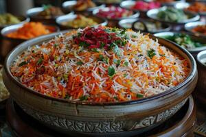 AI generated indian biryani rice professional advertising food photography photo