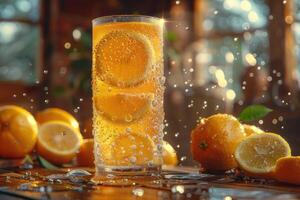 AI generated fresh squeezed lemonade professional advertising food photography photo