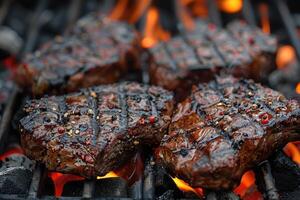 AI generated lamb being grilled on coal professional advertising food photography photo