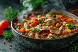 ai generado pozole mexicano comida en el cocina mesa profesional publicidad comida fotografía foto