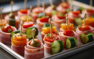 AI generated Smoked Salmon and Caviar Canapes with Avocado photo