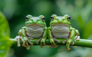 AI generated Frogs on branch photo