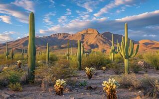 AI generated Desert with cactus photo