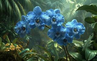 AI generated Blue Orchid Flower photo