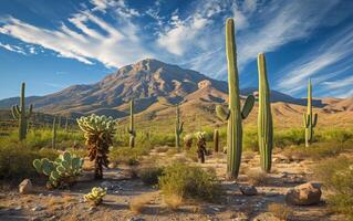 AI generated Desert with cactus photo