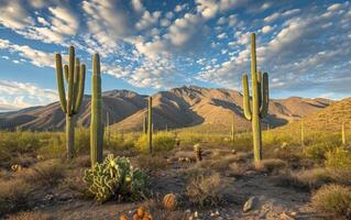 AI generated Desert with cactus photo