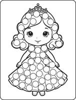 Dot Markers Princess Coloring Page vector