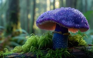 AI generated Purple wild mushroom photo