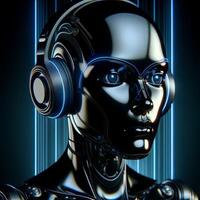 AI generated Robot with headphone, Artificial Intelligence concept photo