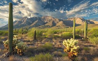 AI generated Desert with cactus photo