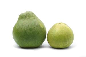 isolated pomelo on white background It is a large, round shape fruit with an uneven surface. Young fruits are green, when mature they change to yellow-green. Has a sweet or sour taste. photo