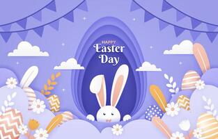 Easter Egg Background with Cute Bunny vector