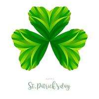 Green clover leaf. Vector illustration for St. Patrick's Day decorations, posters, cards, t shirts, pubs. Shamrock festival symbol. Logo template.