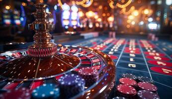 ai generado ruleta mesa en casino foto