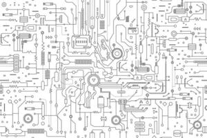 sin costura modelo de circuito tablero. ilustración en el describir, plano estilo. tecnología antecedentes. artificial inteligencia concepto. vector