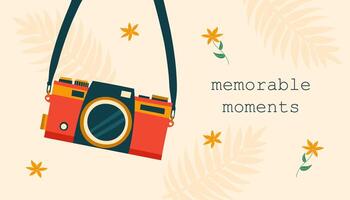 conceptos de viaje y fotografía. antiguo Clásico foto cámara. vector ilustración en plano estilo.