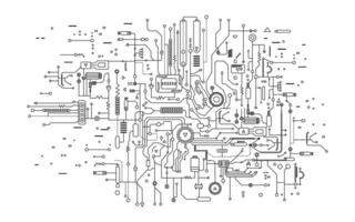 circuito tablero ilustración en el describir, plano estilo. tecnología antecedentes. artificial inteligencia concepto. vector