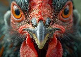 AI generated Close up of rooster's head and beak photo