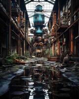 AI generated Capturing the Haunting Beauty of Abandoned Industrial Spaces photo