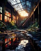 AI generated Capturing the Haunting Beauty of Abandoned Industrial Spaces photo