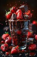 ai generado fresas y chocolate en vaso foto