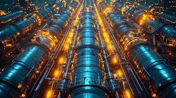 AI generated Pipelines of refinery. Modern industry photo