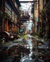 AI generated Capturing the Haunting Beauty of Abandoned Industrial Spaces photo