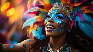 ai generado el festivo tradiciones de carnaval con un desfile y vibrante disfraces foto