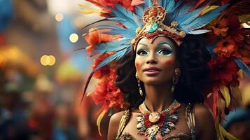 AI generated the festive traditions of Carnival with a parade and vibrant costumes photo