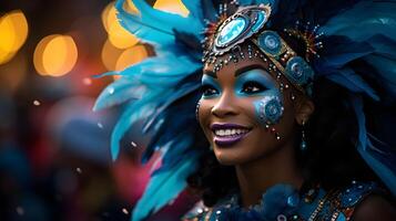 AI generated the festive traditions of Carnival with a parade and vibrant costumes photo