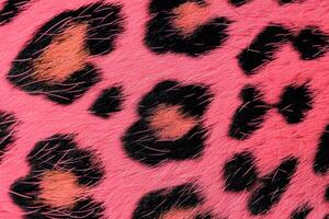 AI generated Pink and black fur leopard print background. Generative AI photo