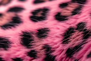 AI generated Pink and black fur leopard print background. Generative AI photo