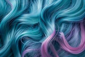 AI generated Flowing locks with shades of blue and green. Generative AI photo