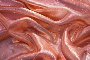 AI generated Rose gold color silk background. Fabric textile drape with crease wavy folds. Generative AI photo