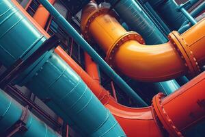 AI generated Piping system in bright colors. Generative AI photo