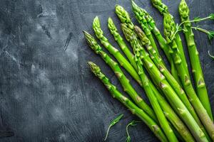 AI generated Bunch of fresh green asparagus spears. Generative AI photo