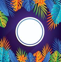 Summer concept design, abstract illustration with jungle leaves, colorful design Background vector