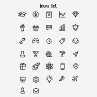 Icons set vector black and white background
